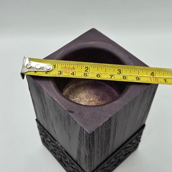 Pair Of Wooden Sugar Mold Wood Candle Holder Primitive Dark Purple 5" H - Picture 15 of 16